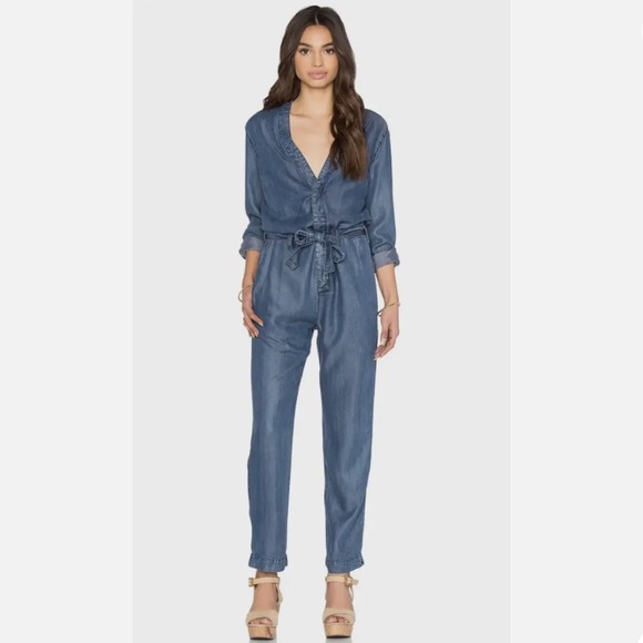 Free People Lou Blue Denim One Piece Jumpsuit - Size 6 - NWOT - Picture 10 of 10